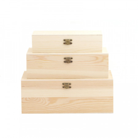 Set 3 cutii din lemn, 26 x 9.3 x 15 cm