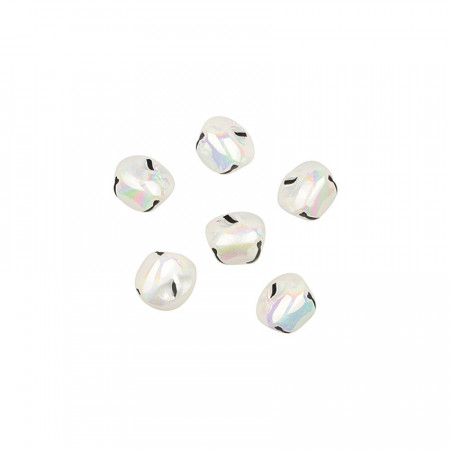 Set 6 clopotei/zurgalai de craciun in sacosa cadou organza - cameleon perlat, 3 cm
