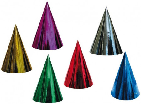 Set 6 coifuri party din hartie - culori metalizate, 16 x 11 cm