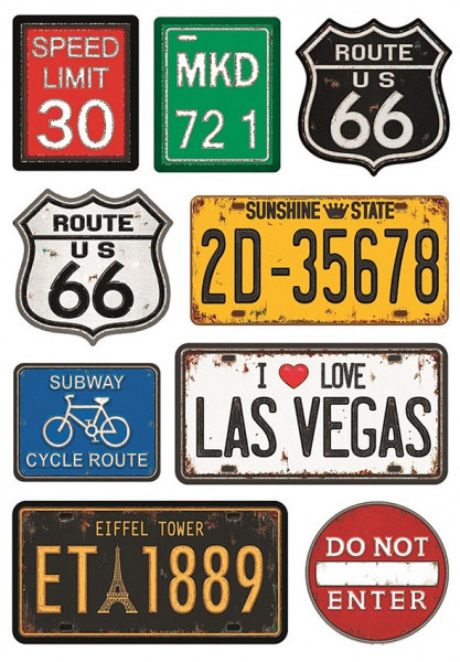 Set 9 stickere tip indicatoare SUA, 25 x 42 cm