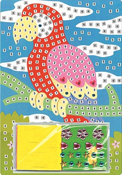 Set imagine mozaic cu patrate autoadezive - cacadu, 23 x 16 cm