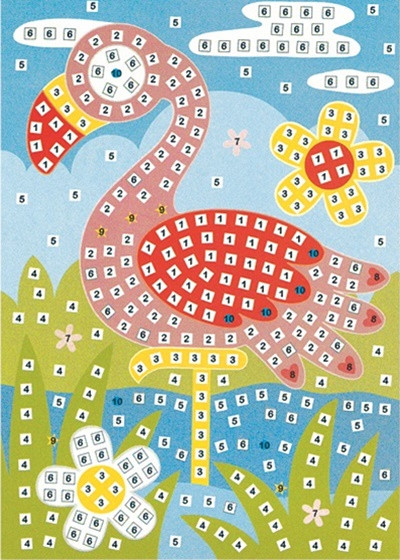 Set imagine mozaic cu patrate autoadezive - flamingo, 23 x 16 cm