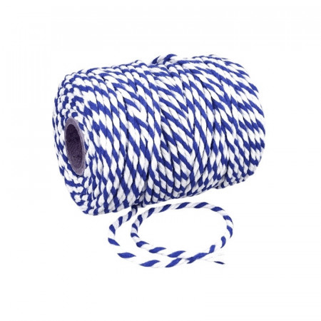 Sfoara bumbac 100% 1mm grosime 10m/rola - alb cu albastru inchis