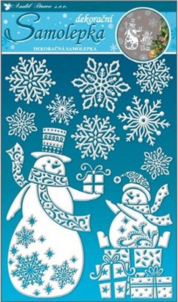 Sticker de iarna, bombat - omuri de zapada cu fulgi, 30 x 50 cm