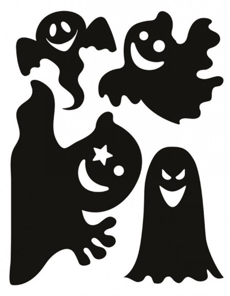 Sticker geam, motive de Halloween - stafii negre, 30 x42 cm