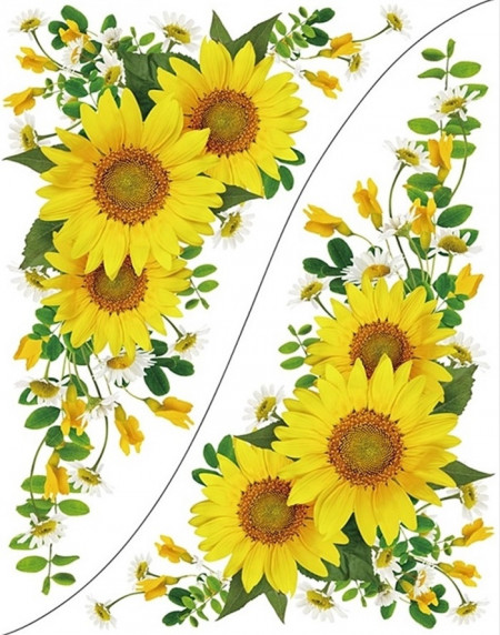 Sticker pentru colt de geam - floarea soarelui, 30 x 42 cm