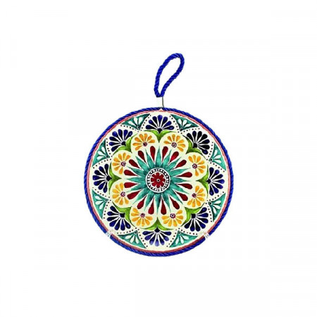 Suport ceramic pentru oale, cratite - mandala colorata, 18 cm