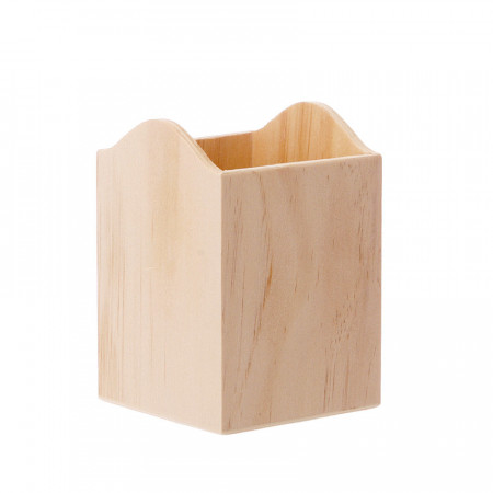Suport instrumente de scris din lemn dreptunghiular, 11.5 x 8 x 8 cm