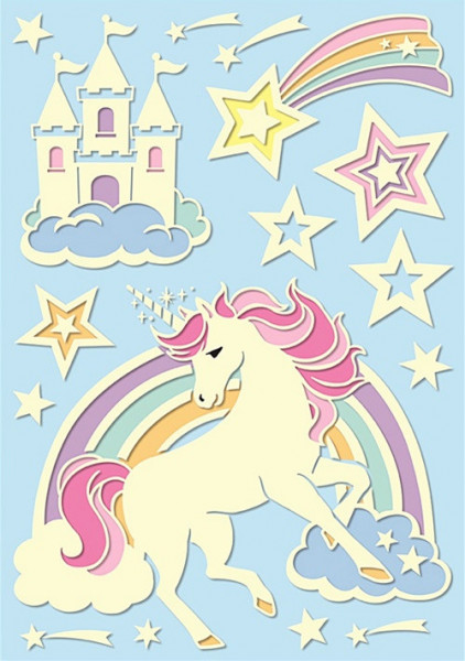 Autocolant perete fosforescent - unicorn, 41 x 25 cm