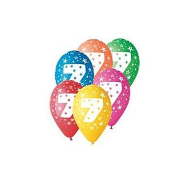 Baloane colorate Gemar - 30 cm, cifra 7, set 25 buc.
