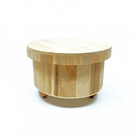 Bomboniera ovala din placaj lemn, cu picioare, 14 x 12 cm