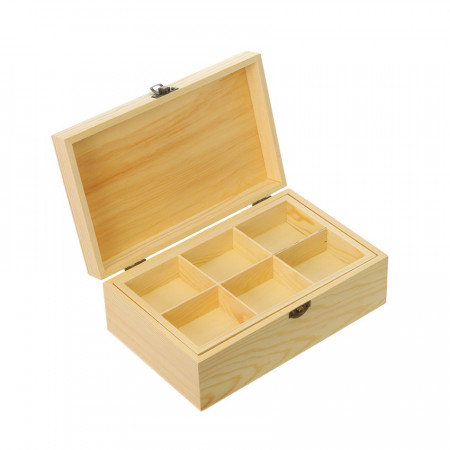Cutie de lemn cu 6 compartimente, 20 x 14.3 x 8 cm