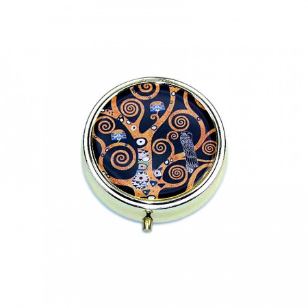 Cutie metalica medicamente cu oglinda, 3 compartimente - Klimt "Tree of Life"