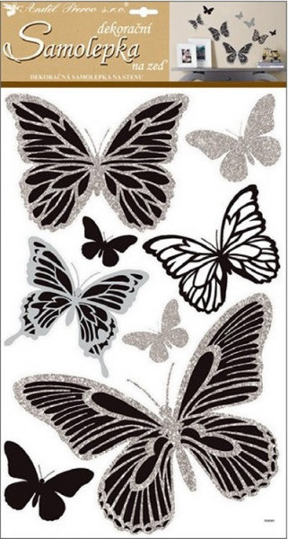 Decor camera cu sclipici - Fluturi (60x32cm)