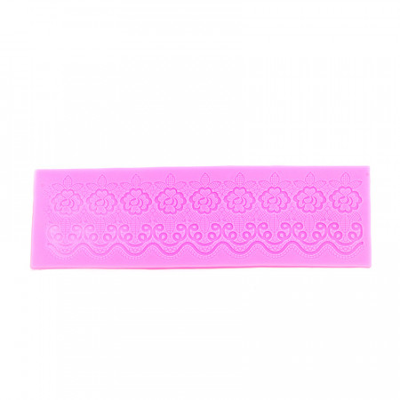 Forma de modelat din silicon DIY - trandafir si dantela, 33 x 10.5 x 0.4 cm