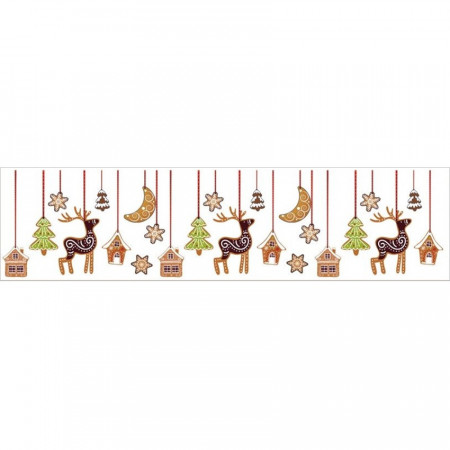 Sticker pentru geam de iarna, orizontal - ornamente de turta dulce, 64 x 15 cm