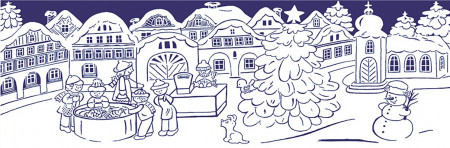 Sticker pentru geam - peisaj de iarna cu oras inzapezit, 70 x 20 cm