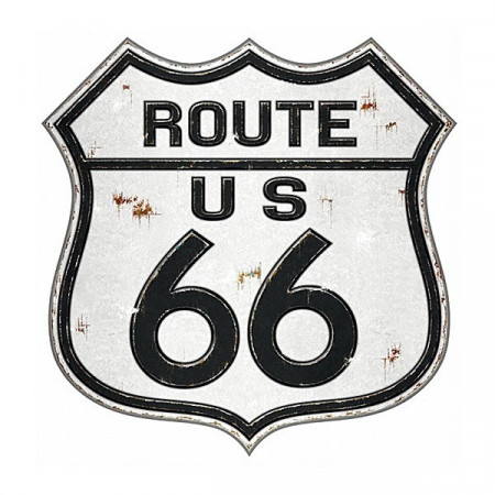 Sticker tip panou metalic vintage - Route 66, 31 x 38 cm