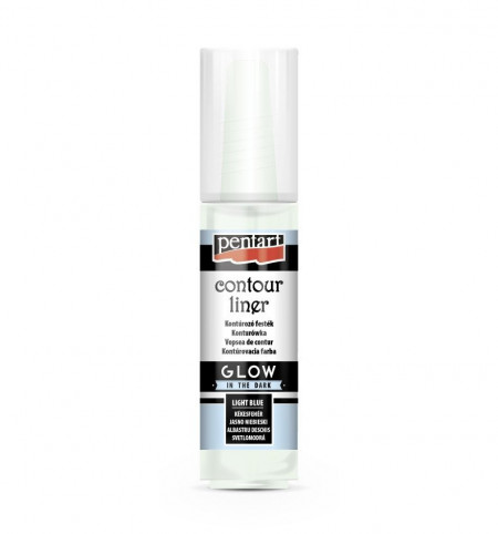 Vopsea contur universal fosforescent GLOW Pentart 20ml - Albastru deschis