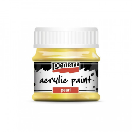 Vopsea cu luciu sidefat pe baza de apa Pentart 50ml - Galben sidefat