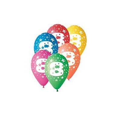 Baloane colorate Gemar - 30 cm, cifra 8, set 25 buc.