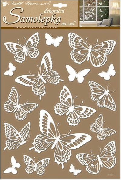 Decor camera cu sclipici - Fluturi albe (41x28cm)