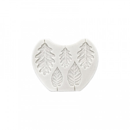 Forma de turnat / modelat din silicon DIY - frunze de stejar si mesteacan, 10 c 8 x 0.7 cm