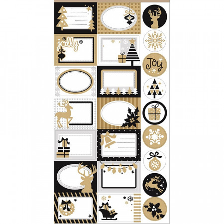 Set 23 etichete de cadou craciun cu sclipici, 18 x 40 cm