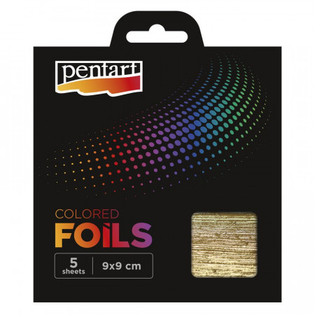 Set 5 folii decorative colorate Pentart - Auriu baroc, 14 x 14 cm