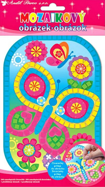 Set imagine mozaic cu patrate autoadezive - Fluture, 25 x 14 cm