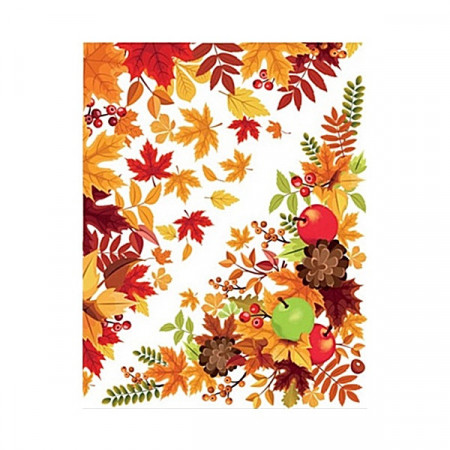 Sticker pentru colt geam cu motiv toamna - frunze si fructe, 42 x 30 cm