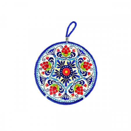 Suport ceramic pentru oale, cratite - mandala florala colorata, 18 cm