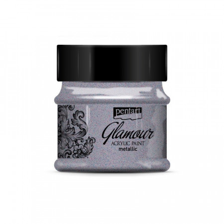 Vopsea acrilica metalizata GLAMOUR Pentart 50 ml - Argintiu vechi