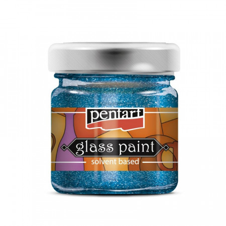 Vopsea de sticla cu sclipici Pentart 30 ml - Albastru