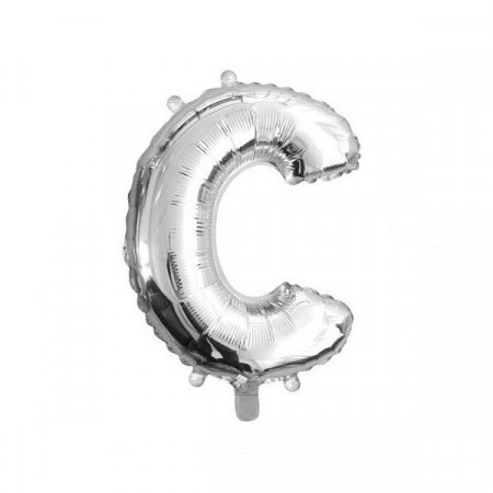 Baloane folie 16" (41cm) argintiu litera C