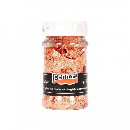 Fulgi de foita fumurie imitatie aur Pentart 1 g - aur, cupru, M2