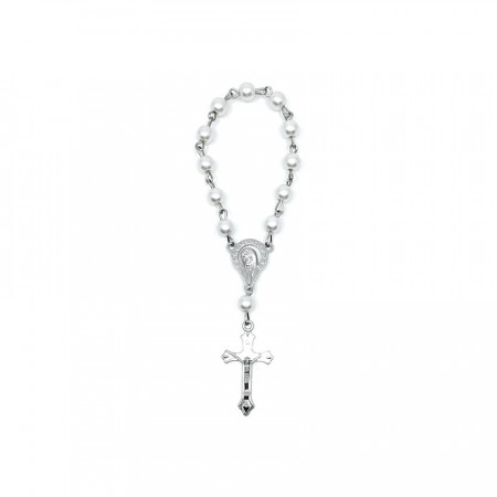 Matanii argintii cu cruce si perle de culoare naturala, 11.5 cm