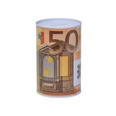 Pusculita metalica cu desene - bancnote 50 euro
