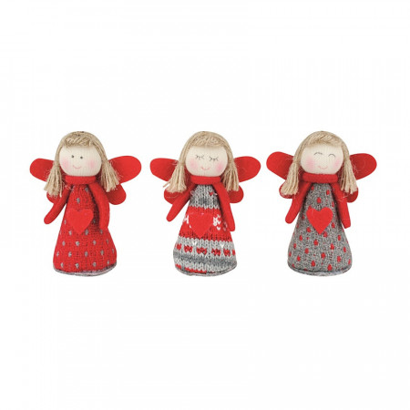 Set 3 ingerasi simpatici din textil, 9 cm