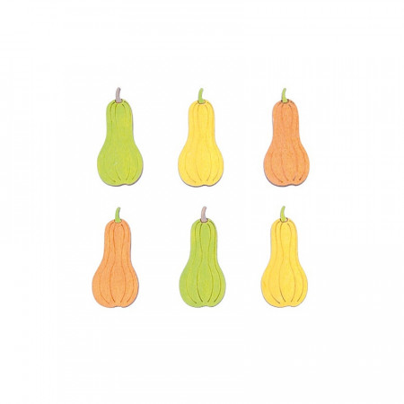 Set 6 dovlecei colorati din lemn, 4 cm