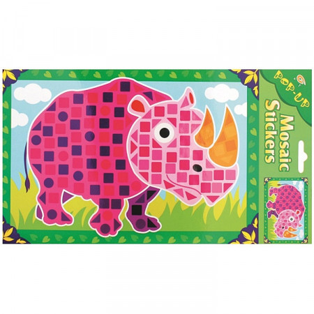 Set imagine mozaic cu margele autoadezive convexe - rinocer, 17 x 31 cm