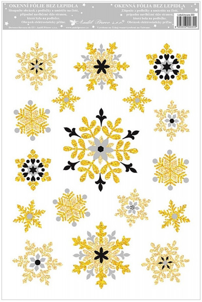 Sticker de iarna pentru geam - fulgi de zapada, cu sclipici, 20 x 30 cm