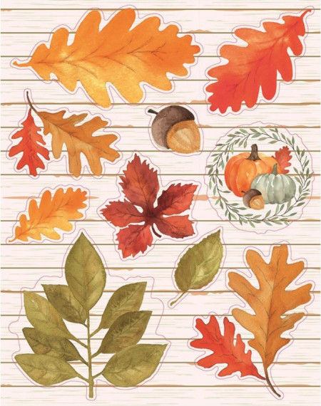 Sticker geam cu motive de toamna - frunze in culori de toamna, 30 x 42 cm