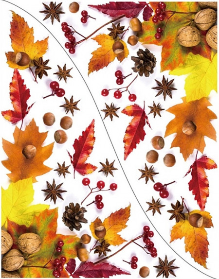 Sticker pentru colt de geam - frunze colorate cu nuca, 30 x 42 cm
