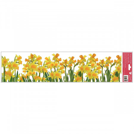 Autocolant static pentru geam - camp cu narcise, 64 x 15 cm