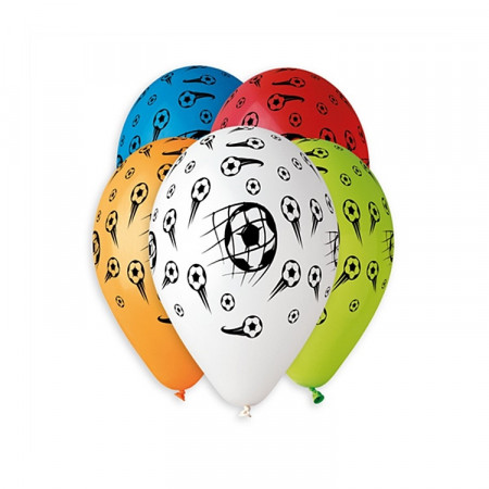 Baloane colorate Gemar - 30 cm, mixt, cu model minge fotbal, set 100 buc.