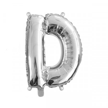 Baloane folie 16" (41cm) argintiu litera D