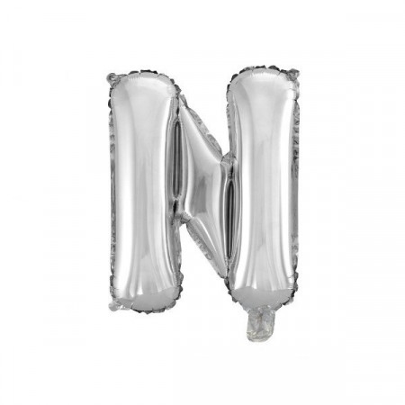 Baloane folie 16" (41cm) argintiu litera N