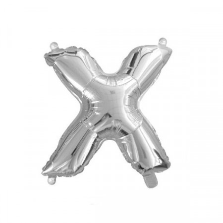 Baloane folie 16" (41cm) argintiu litera X
