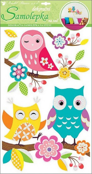 Decor camera cu sclipici - Bufnite (60x32cm)